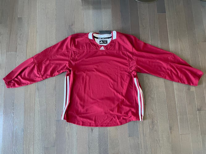 Adidas Three Stripes Mens Size 56 Blank Hockey Jersey Harvard Red - White DT3495