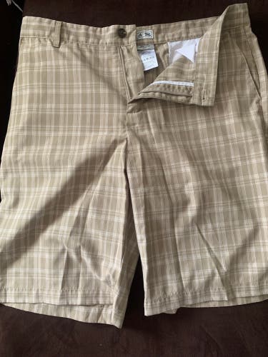Khaki / Tan Plaid adidas golf shorts (size 34)