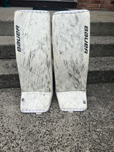 White 34" + 1" Bauer Supreme 2S Pro Goalie Leg Pads