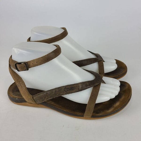 Chaco Sofia Ankle Strap Women s Brown Leather Flats J105338 Sandals Szie 8