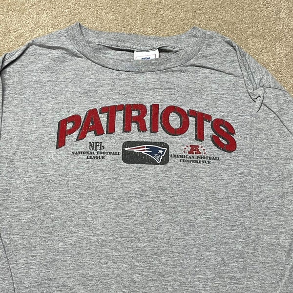 New England Patriots T Shirt Men Large Adult Gray Long Sleeve NFL