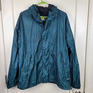 Cabela's Men's Vented Rain Jacket Green Hooded Packable Mesh Lined Size: XL
