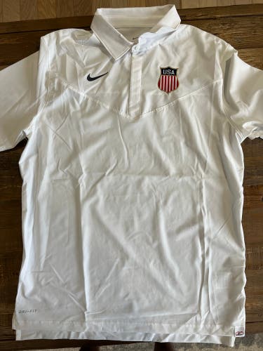 Nike Team USA Olympics UV Filtering Polo DriFit White M