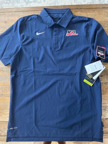 Nike Team USA Olympics UV Filtering Polo DriFit Blue M