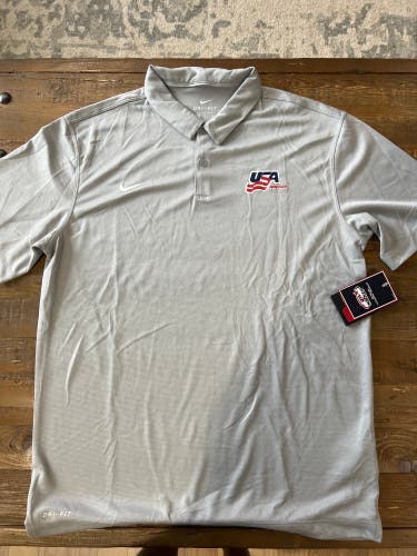 Nike Team USA World Junior Championship Polo DriFit Gray M