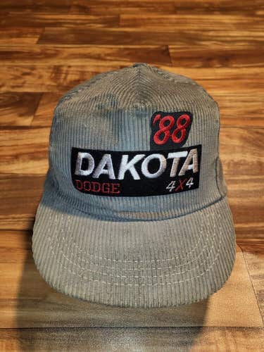 Vintage RARE 1988 Dodge Dakota Truck Corduroy Patch Promo Hat Cap Vtg Snapback