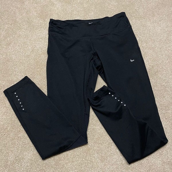 Nike Pants Women Medium Joggers Gym Active Run Work Out Black Swoosh Logo Yoga