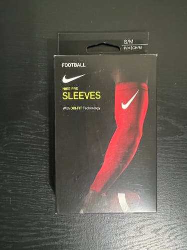 NIKE PRO FOOTBALL SLEEVES W/ DRI-FIT RED ONE PAIR S/M NEW IN BOX