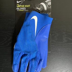 Nike Vapor Knit Football MagniGrip Receiver Gloves Blue White Size L