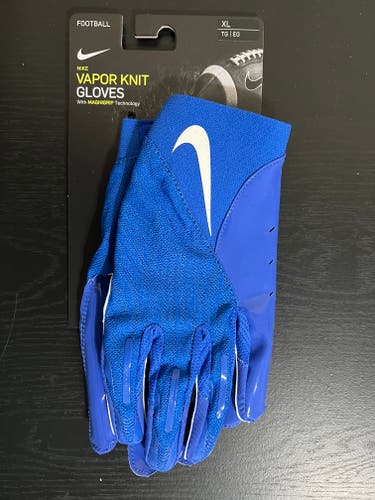 Nike Vapor Knit Football MagniGrip Receiver Gloves Blue White Size XL