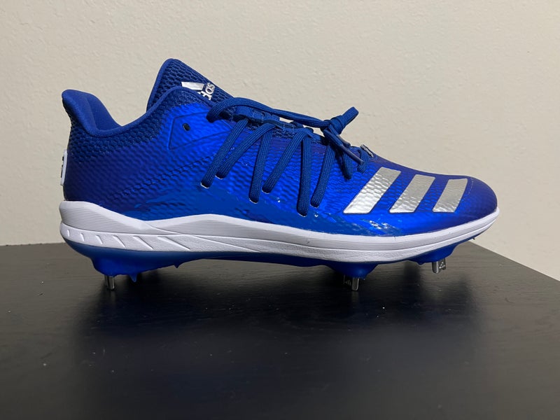 ADIDAS AFTERBURNER 6 SPEED METAL BASEBALL CLEATS MEN'S SIZE 10.5 Blue/White/Silver