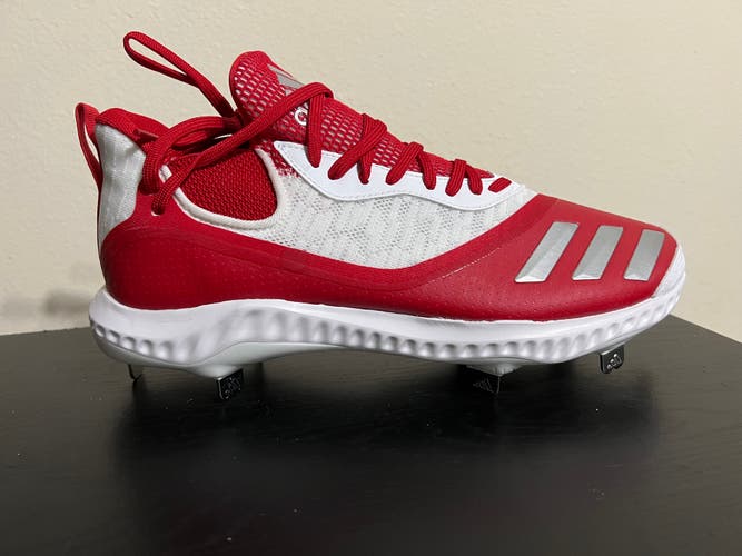 Adidas Icon V Bounce Iced Metal Baseball Cleats EE4130 Men Size 10.5 Red/White