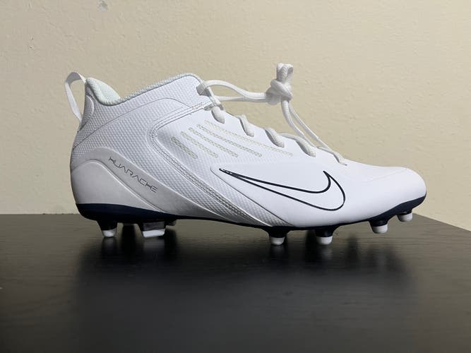Nike Alpha Huarache 8 Mens Size 10.5 Lacrosse LAX White / Black Cleats