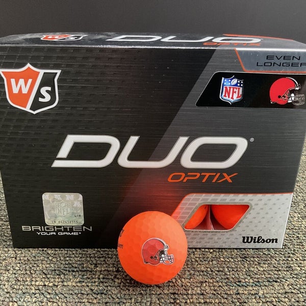 Wilson Staff Duo Optix Orange NFL Golf Balls Cleveland Browns 12 Count Box  NEW