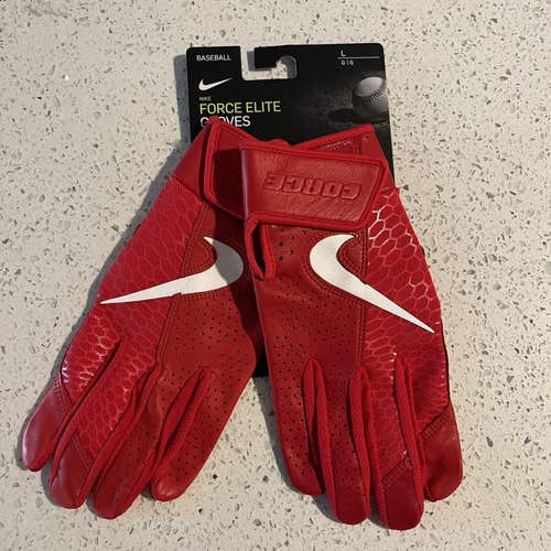 Nike Air Baseball Force Elite Batting Gloves Red Size Large PGB645-663 Trout