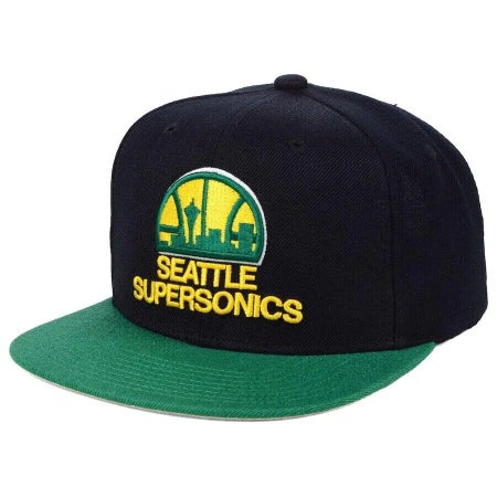 Seattle SuperSonics Mitchell & Ness NBA Snapback Hat XL Logo 2Tone Cap Sonics