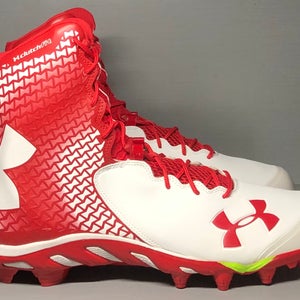 Under Armour Spine Brawler Football Cleats White Red 1270717-151 Men's size 14