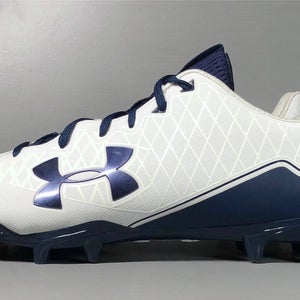 Under Armour Nitro Select Low Football Cleats White Navy 3020966-100 Men's 13