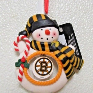 NHL Boston Bruins Clay Dough Snowman Christmas Ornament by Team Sports America