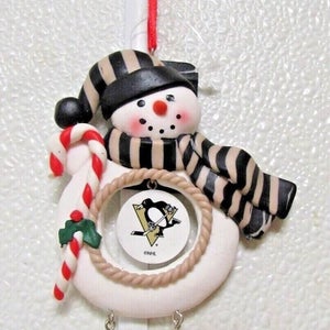 NHL Pittsburgh Penguins Clay Dough Snowman Xmas Ornament Team Sports America