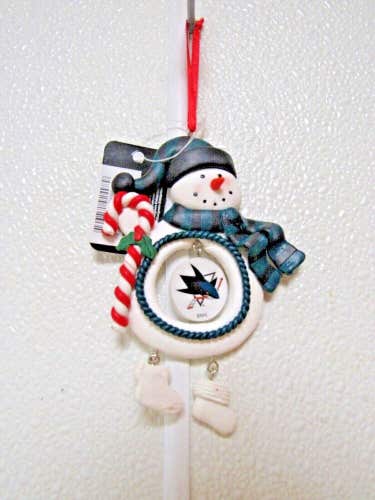 NHL San Jose Sharks Clay Dough Snowman Christmas Ornament by Team Sports America