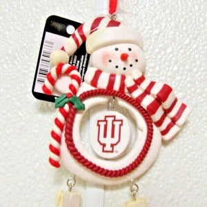 NCAA Indiana Hoosiers Clay Dough Snowman Christmas Ornament Team Sports America