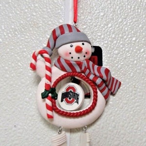NCAA Ohio State Buckeyes Clay Dough Snowman Xmas Ornament by Team Sports America