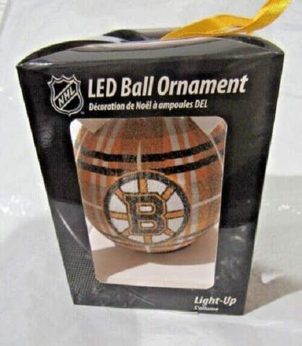 NHL Boston Bruins LED Ball Ornament Glitter Plaid by Team Sports America