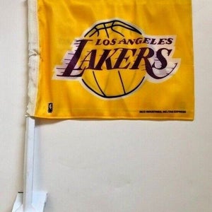 NBA Los Angeles Lakers Team Logo on Yellow Car Window Flag by RICO Industries