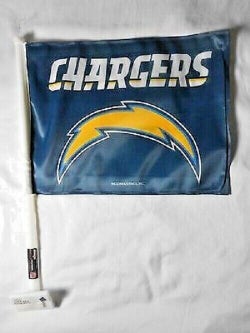 NFL Los Angeles Chargers Name Over Logo Window Car Flag by Rico
