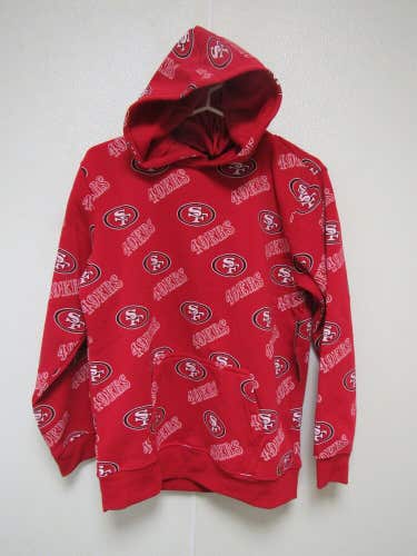 NFL San Francisco 49ers Red Hooded Pullover Sweatshirt Silk Screened XL(18-20)
