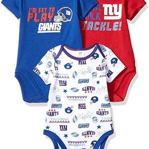 NFL New York Giants Pack of 3 Infant Bodysuit "I'M SET TO PLAY" 3-6M