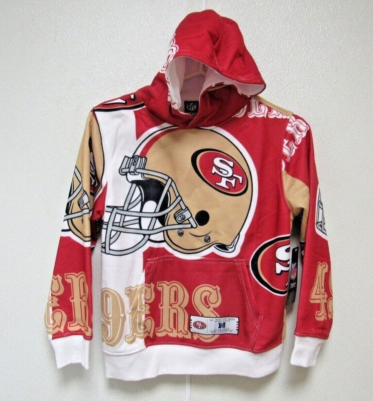 NFL San Francisco 49ers Red Hooded Pullover Sweatshirt Helmet M(10-12)