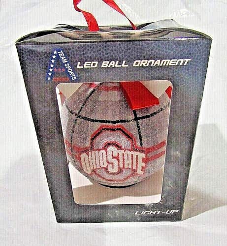 NCAA Ohio State Buckeyes LED Ball Ornament Glitter Plaid by Team Sports America