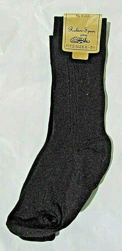 New Vintage Rubin-Spun Black Men's Dress 100% Stretch Nylon Socks Size 6-8 1/2