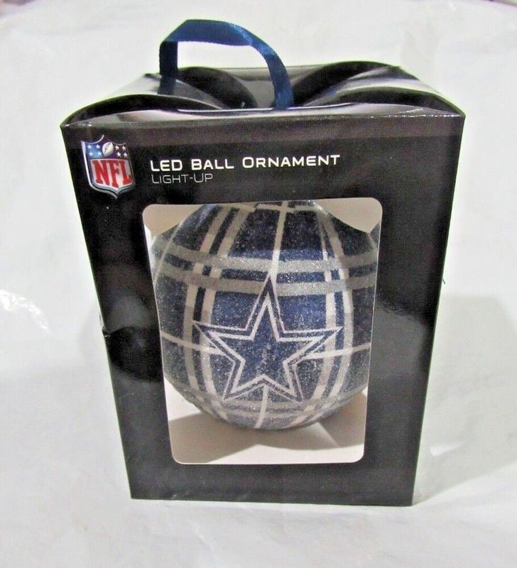 NFL Dallas Cowboys LED Ball Ornament Glitter Plaid Team Sports America
