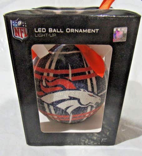 NFL Denver Broncos LED Ball Ornament Glitter Plaid by Team Sports America