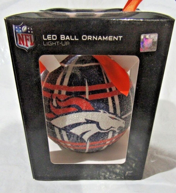 NFL Denver Broncos LED Ball Ornament Glitter Plaid by Team Sports America