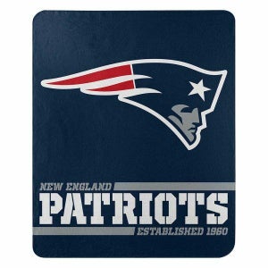 NFL New England Patriots 50" by 60" Rolled Fleece Blanket Split Wide Design