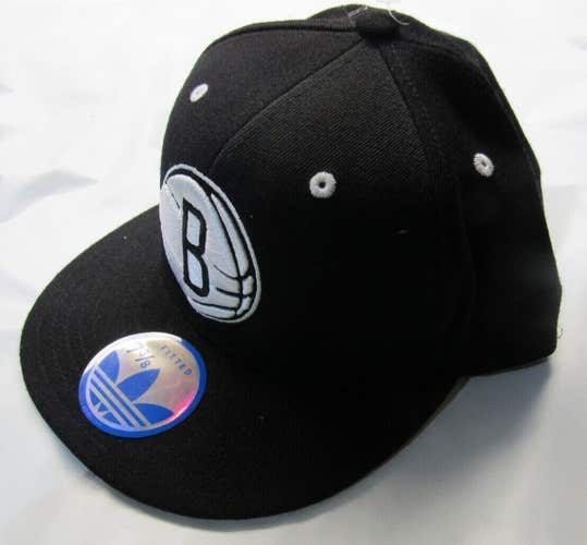 NWT NBA Brooklyn Nets Adidas G062K Fitted Black Baseball Hat Size 7 3/8