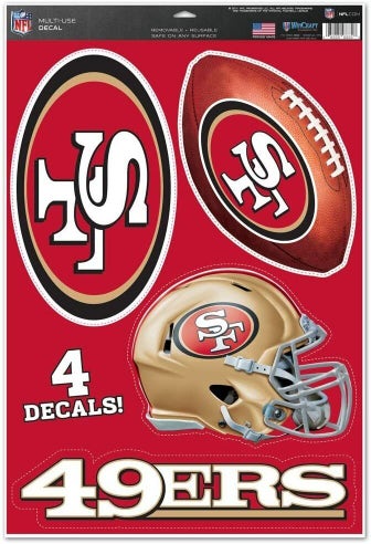 NFL San Francisco 49e 11" x 17" Ultra Decals/Multi-Use Decals 4ct Sheet WinCraft