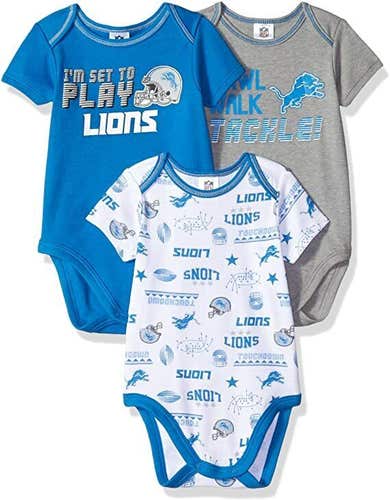 NFL Detroit Lions Pack of 3 Infant Bodysuit "I'M SET TO PLAY" 6-12M