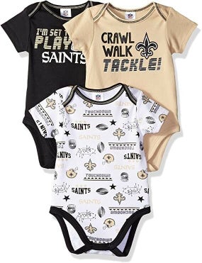 NFL New Orleans Saints Pack of 3 Infant Bodysuit "I'M SET TO PLAY" 6-12M