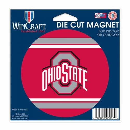 NCAA Ohio State Buckeyes 4 inch Diameter Stripe Die Cut Magnet by WinCraft