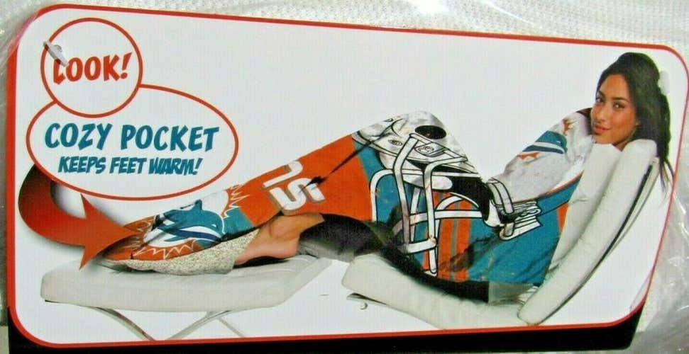 NFL Miami Dolphins Micro Raschel Sherpa Foot Pocket Throw Blanket 46" x 60"