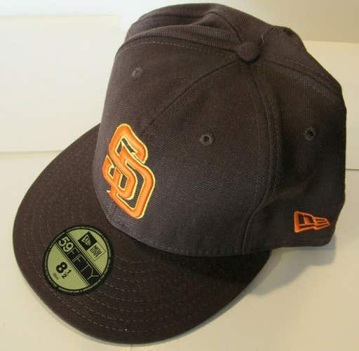 MLB San Diego Padres New Era 59FIFTY Fitted Brown With Orange Baseball Hat 8 1/2