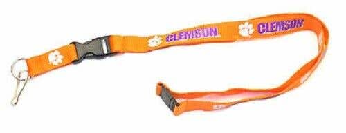 NCAA Clemson Tigers Orange 1 Sided Lanyard with with Clips 23" Long 3/4" Wide