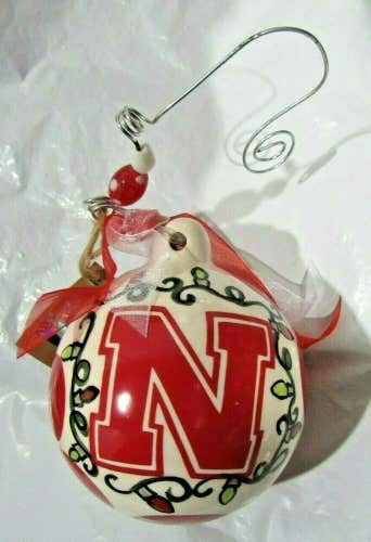 NCAA Nebraska Cornhusker Ceramic Ornament 3.5" Diameter Red Dots by Glory Haus