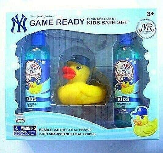 NY Yankees Mariano Rivera Blue Rubber Duck Apple Shampoo & Bubble Bath Set