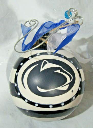 NCAA Penn State Ceramic Ornament 3.5" Diameter Blue Strips by Glory Haus